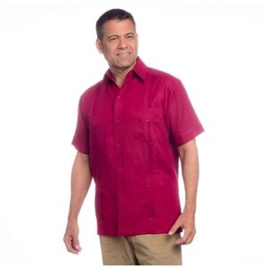 Mojito Men's Classic Four-Pocket Guayabera Shirt Poly Cotton Blend Short Sleeve